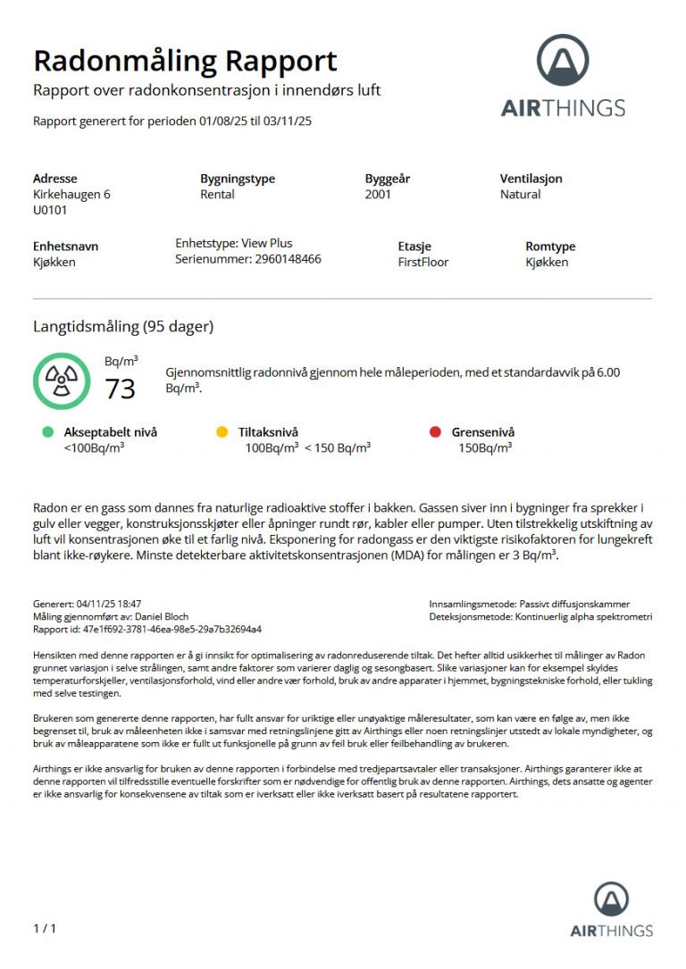 Radonmåling (pålagt for utleiere)